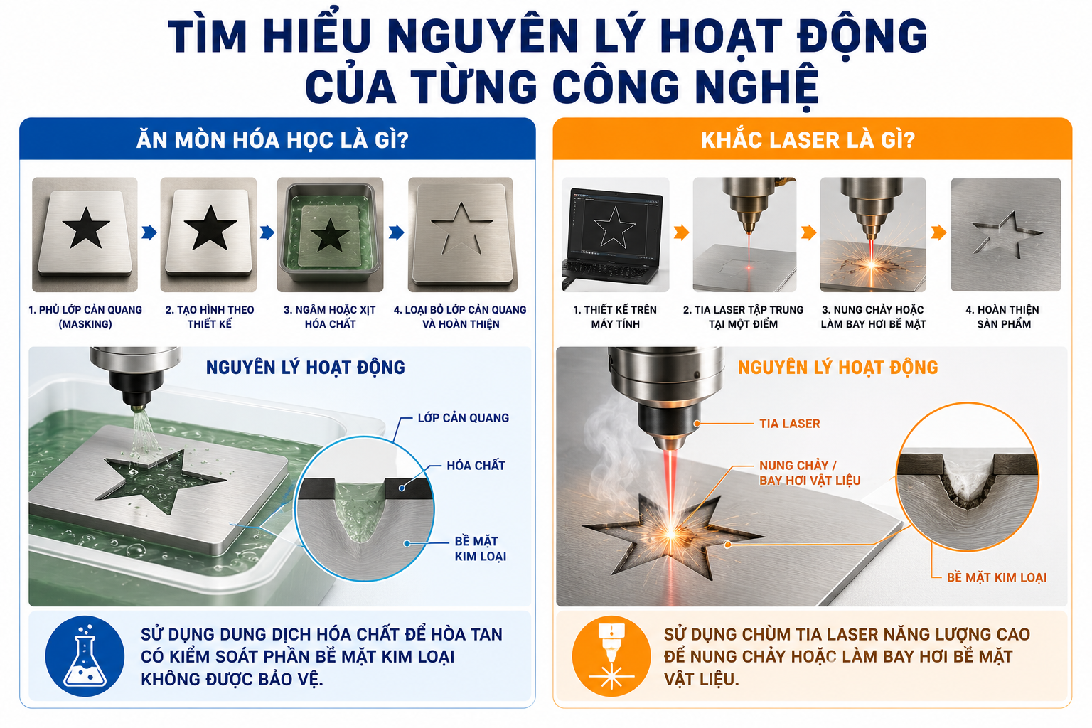 Ăn món hóa học và khắc laser