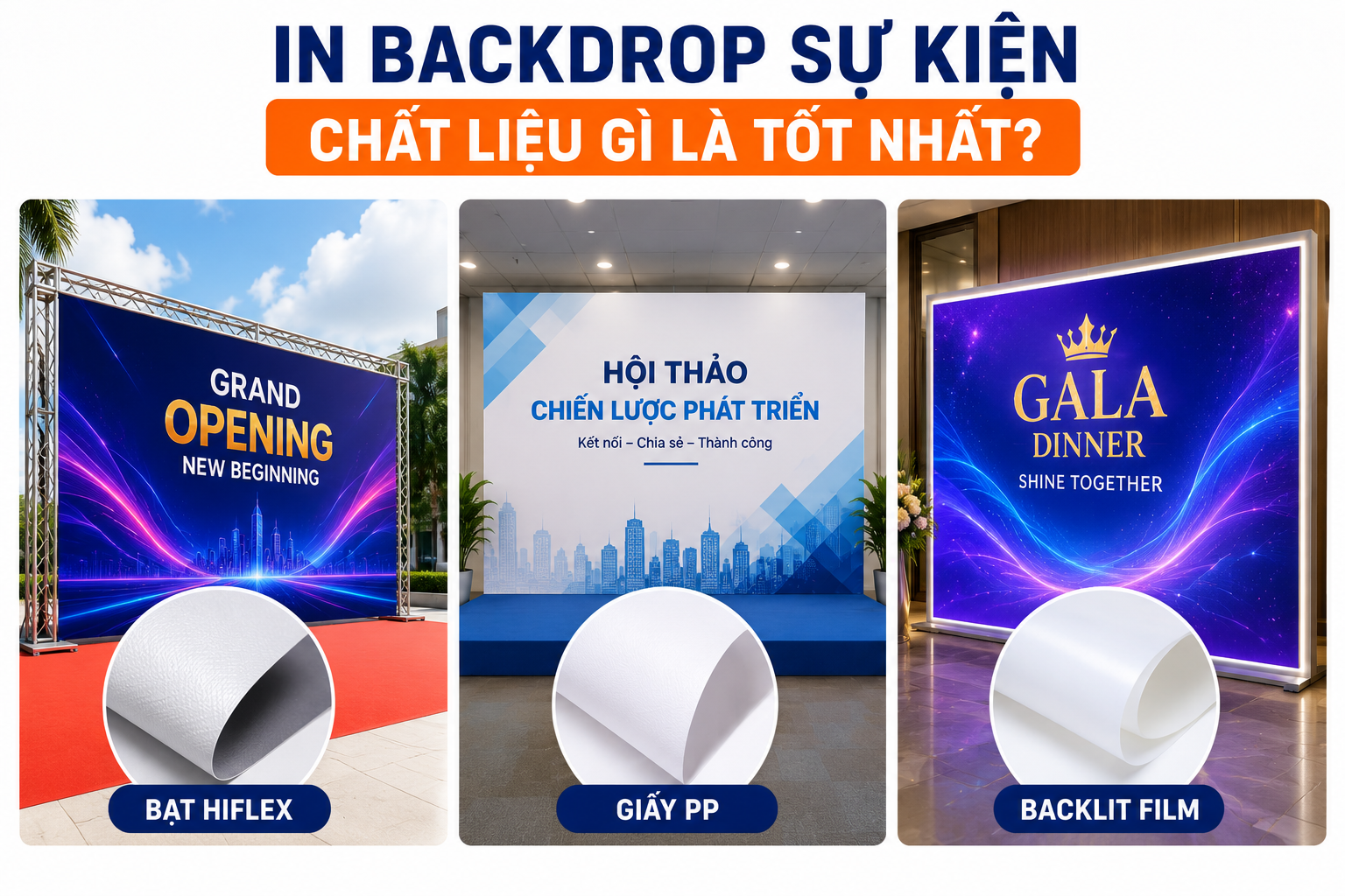 In backdrop, banner, standee cho sự kiện